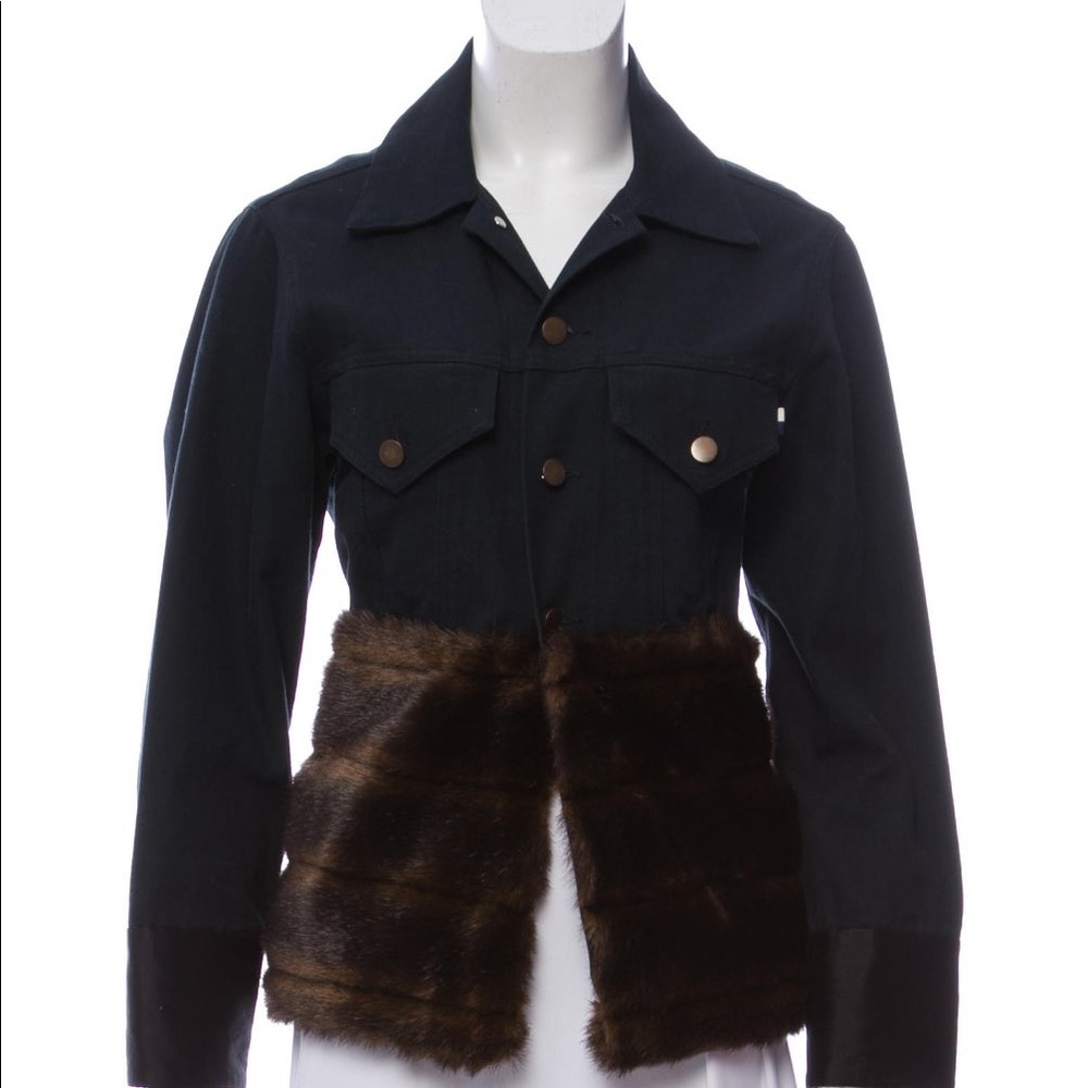 NWOT RARE HARVEY FAIRCLOTH FAUX FUR DENIM JACKET